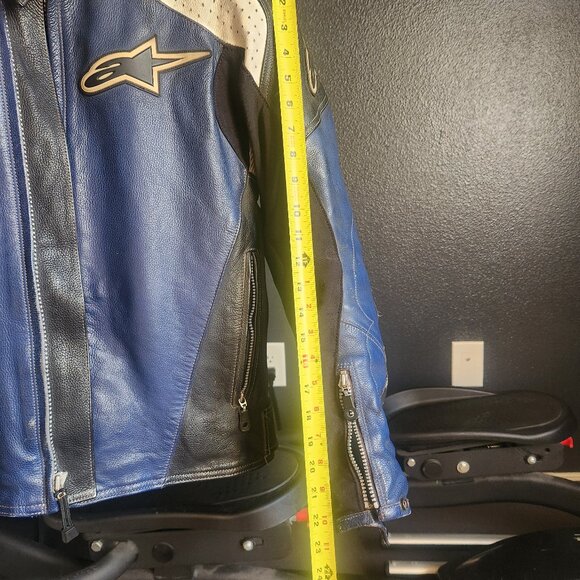 Alpinestars Leather Motorcycle Jacket US 42  - Blue/Black/White Sport Riding - Picture 9 of 12